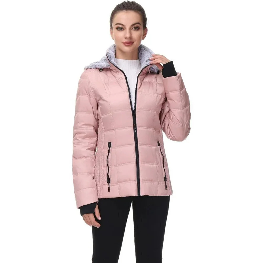 Midweight Down Puffer Warm Hooded Winter Down Jacket  for Women